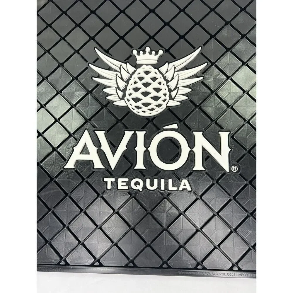Avion Tequila Rubber BAR‎ SPILL MAT 14”x14” Rail Man Cave Bar Black White NEW